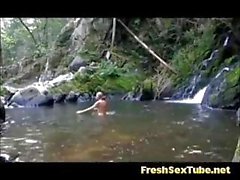 Bündel Von Heiß Akt Nudist Am Fluss Und Die Beach Side