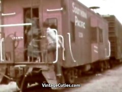 Blowjob et profonde Chaud baise dans le train ( 1960 Vintage )