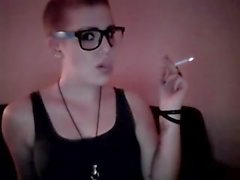 short hair with glasses smoking perfection
