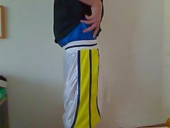 Sagging Adidas Basketballshorts and Satin Boxer