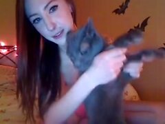 Amatööri Showhouse Webcam Teen nauhat ja lyö hänen emättimen