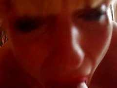 Busty amateur Milf sucks cock with cum in mouth