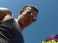 Big booty duo gets bums cumshot outdoor