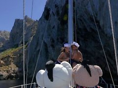 Alina Henessy tied with a rope and fucked by 2 teddy bear pirates