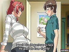 Huge titted hentai redhead gets her wet pussy pumped deep