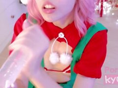 ¡Un elfo travieso trae tu regalo de Navidad: mamada descuidada, coño rosa, juego anal y semen dos veces!