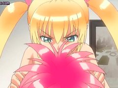 Blonde аниме транссексуал любит огромный черный петух