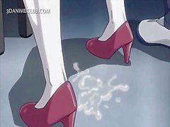 Excited anime blonde knullad av rygg sprutar belastning