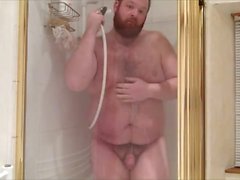 Bear genießt mit Dusche