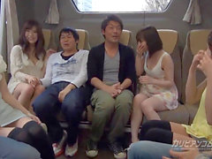 Creampie orgy bus, japanese group, orgasm group