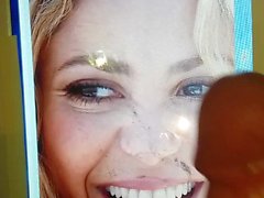 Shakira cum tribute on beautiful face