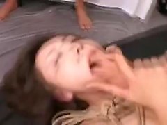 Hard gangbang for yummy Asian hoe