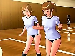 Écolière hentai 3D est battu en trio