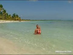 Kathy Anderson va selvatico su una spiaggia tropicale