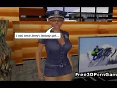 Policial sexy 3D cartoon despindo