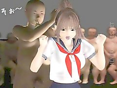 Erotique fille fille hentai en 3D obtient gangbanged