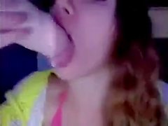 Camgirl deepthroats dildo and talks dirty