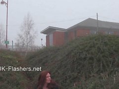 Redhead milf Holly Kiss public masturbation