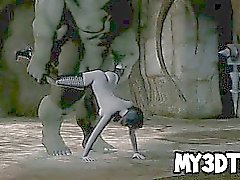 Zu sehen Foxy 3D-Cartoon- Babe immer von ein Orc durchgefickt