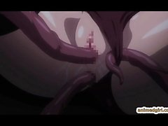 Japanese anime tentacles squeezed and hard fucked